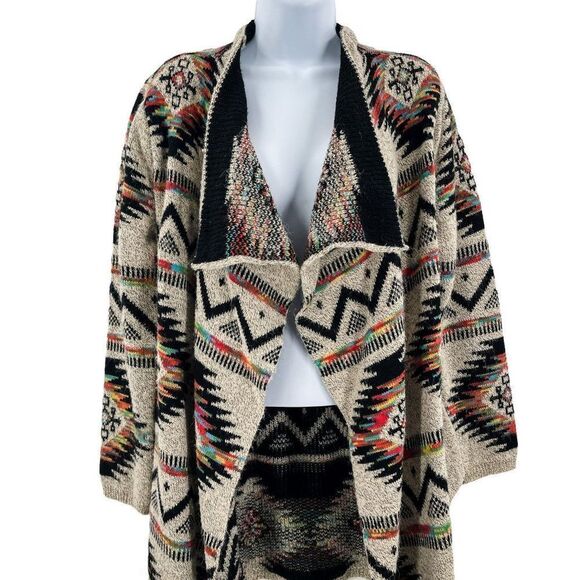Dreamers Aztec Southwestern Long Sleeve Cardigan Sweater - Picture 3 of 8